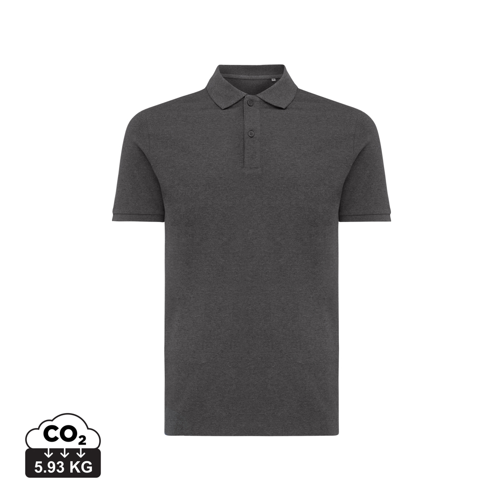 Polo publicitaire unisexe en coton recyclé 220g Iqoniq Yosemite heather anthracite